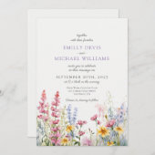 フランスの薄紫野結婚花 招待状 (正面/裏面)