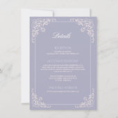 フランスの薄紫QRCodeの結婚詳細エンクロージャカード 招待状 (正面)