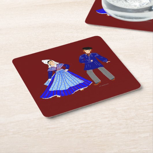 フランスの衣装の伝統 スクエアペーパーコースター (アングル)