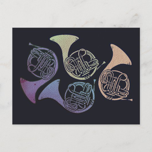 フランスの角アート可愛いホーフランスのンデザイン ポストカード (正面)