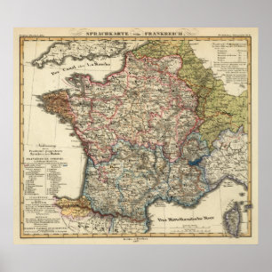 フランスの言語地図 ポスター