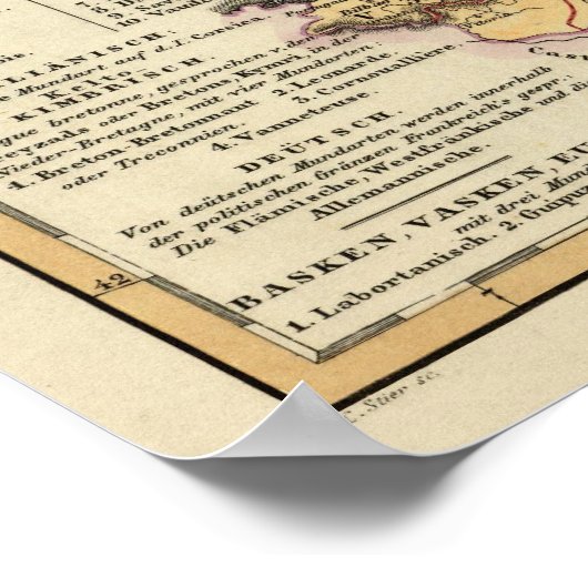 フランスの言語地図 ポスター (角)