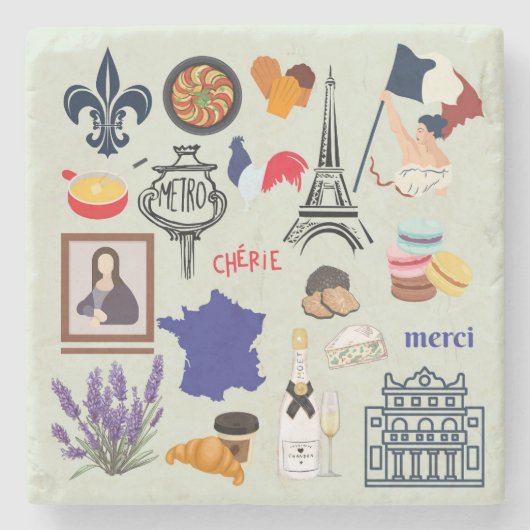 フランスの記号 ストーンコースター (正面)