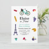 フランスの誕生日パリの女の子たちと楽しく - どんな年齢でも 招待状 (スタンド正面)