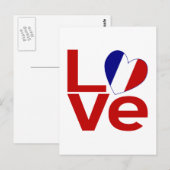 フランスの赤いLOVE ポストカード (正面/裏面)
