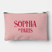 フランスの赤 カスタムネーム イン パリ ダスティピンク アクセサリーポーチ (裏面)