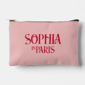 フランスの赤 カスタムネーム イン パリ ダスティピンク アクセサリーポーチ (正面)