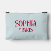 フランスの赤 カスタムネーム イン パリ ダスティーブルー アクセサリーポーチ (正面)