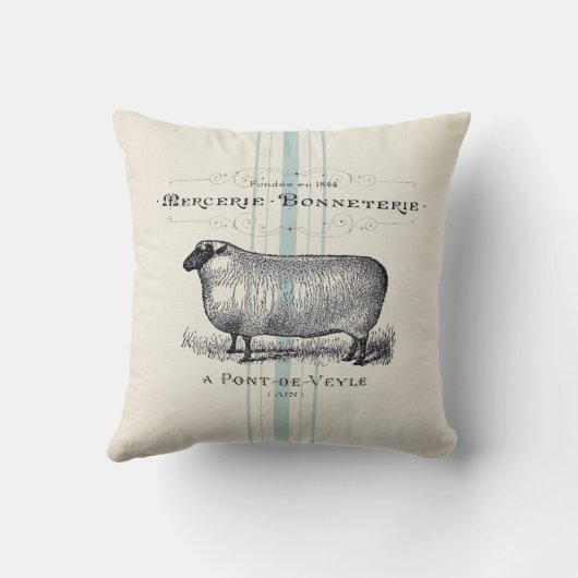 フランスの農家の羊のフェイク皮 クッション (裏面)