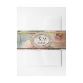 フランスの金ゴールドクラシックフローラブルーとピンク結婚ズ 招待状ベリーバンド (正面例)