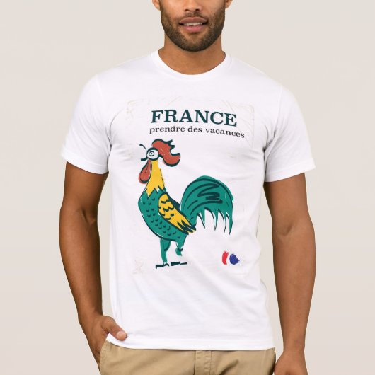 フランスの雄鶏ビンテージ旅行ポスター Tシャツ (正面)