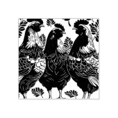 フランスの雌鳥3羽の切り抜きステンシルデザイン ラバースタンプ (インプリント)