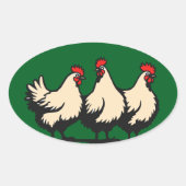 フランスの雌鳥3羽 カットアウトステンシル風 4 楕円形シール (正面)