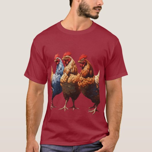 フランスの雌鳥3羽 信仰 希望 慈善 カットアウト v2 tシャツ (正面)