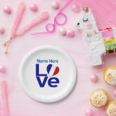 フランスの青い愛のハート国旗パーソナライズパーティー ペーパープレート (パーティー)