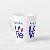 フランスの青いLOVE ギア フラグ カスタマイズ カフェラテマグ (左アングル)