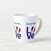 フランスの青いLOVE ギア フラグ カスタマイズ カフェラテマグ (右アングル)