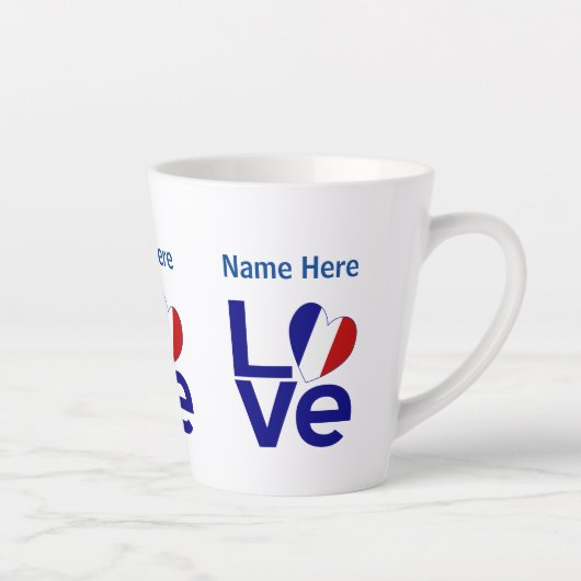 フランスの青いLOVE ギア フラグ カスタマイズ カフェラテマグ (右)