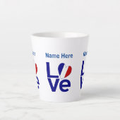 フランスの青いLOVE ギア フラグ カスタマイズ カフェラテマグ (正面)