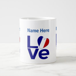 フランスの青いLOVE ギア フラッグ カスタマイズ ジャンボコーヒーマグカップ