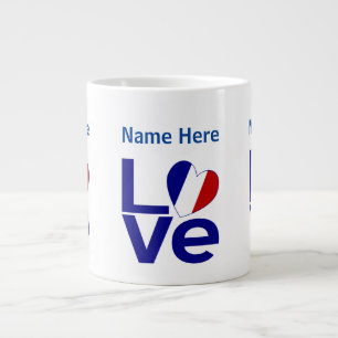 フランスの青いLOVE ギア フラッグ カスタマイズ ジャンボコーヒーマグカップ