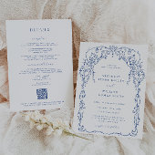フランスの青ビクトリアンフレ結婚ーム 招待状