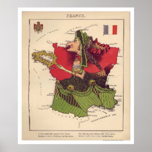 フランスの風俗地図1868 ポスター