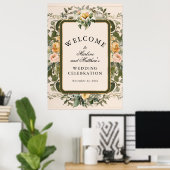 フランスの黄エレガントフローラビクトリアン結婚s ポスター (ホームオフィス)