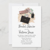 フランスの黒いドレス ブライズシャワー 招待状 (正面)