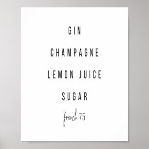 フランスの75カクテルレシピ ポスター