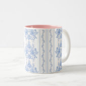 フランスの,みすぼらしいシック,ヴィンテージ,ブルー淡い色の,ホワイト,カウンティ ツートーンマグカップ (正面右)