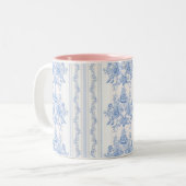 フランスの,みすぼらしいシック,ヴィンテージ,ブルー淡い色の,ホワイト,カウンティ ツートーンマグカップ (正面左)