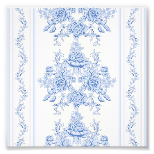 フランスの，みすぼらしいシック，ヴィンテージ，ブルー淡い色の，ホワイト，カウンティ フォトプリント            (正面)