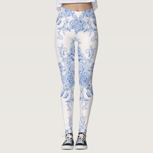 フランスの，みすぼらしいシック，ヴィンテージ，ブルー淡い色の，ホワイト，カウンティ レギンス (正面)