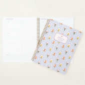 フランスの,コテージスタイルフローラ，青ストライプ色 プランナー手帳 (ディスプレー)