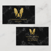 フランスの Bulldog (金ゴールドグリッター名) 名刺 (正面/裏面)