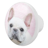 フランスの Bulldog (Cream/White)'絵画 – ドッグアート セラミックノブ (右)