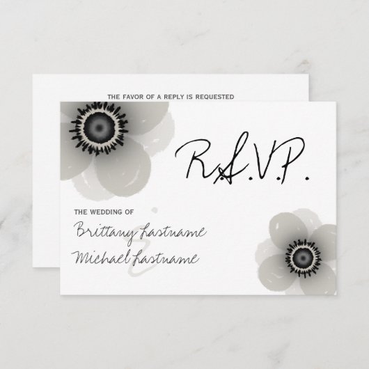 フランスのAnemone Wedding RSVP (正面/裏面)
