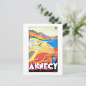 フランスのAnnecyのヴィンテージ旅行ポスター ポストカード (スタンド正面)
