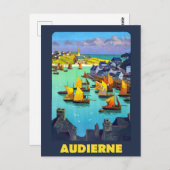 フランスのAudierneセーリングボート ポストカード (正面/裏面)