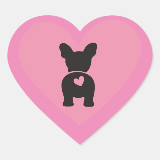 フランスのBulldogスタンプ、ハート付きギフトラベル ハートシール (正面)