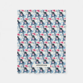 フランスのBulldog in Santa Hat or カスタム Dog Photo フリースブランケット