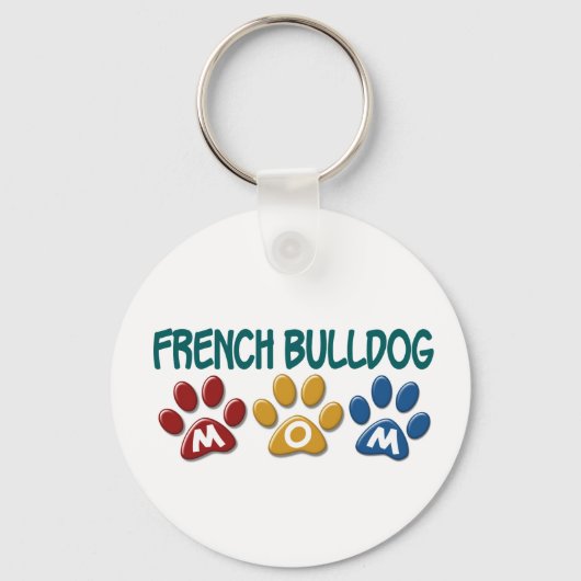 フランスのBULLDOG Mom Paw Print 1 キーホルダー (正面)
