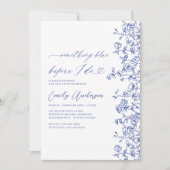 フランスのChinoiserie Something Blueブライダルシャワー 招待状 (正面)