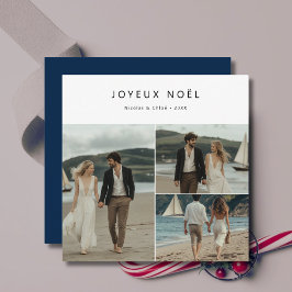 フランスのChristmas Joyeux Noel航海のビーチ写真 シーズンカード