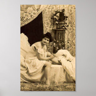 フランスのFlirt -ヴィンテージピンナップ女の子 ポスター