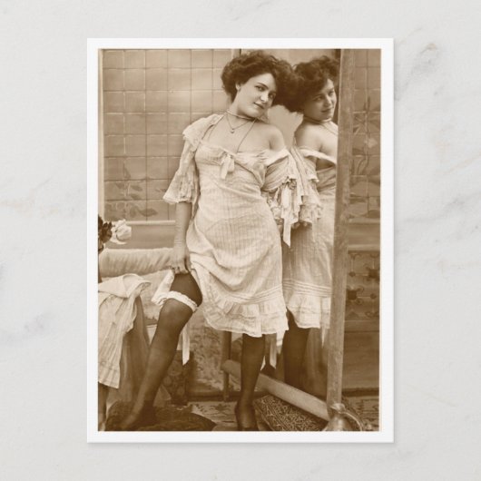 フランスのFlirt -ヴィンテージピンナップ ポストカード (正面)