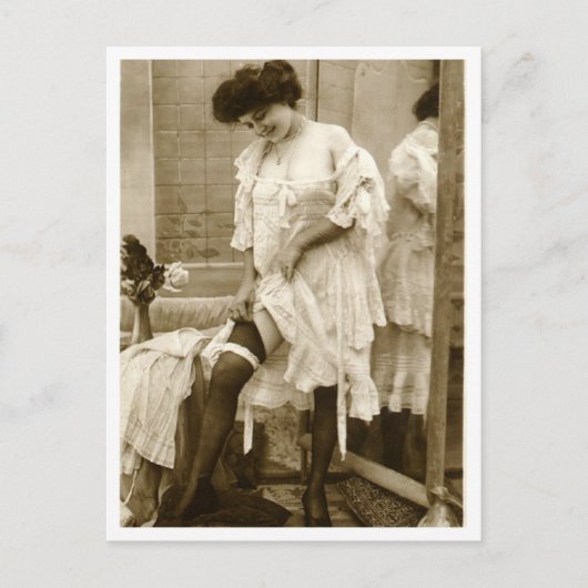 フランスのFlirt -ヴィンテージピンナップ ポストカード (正面)