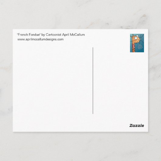 フランスのFONDUE漫画はがき ポストカード (裏面)