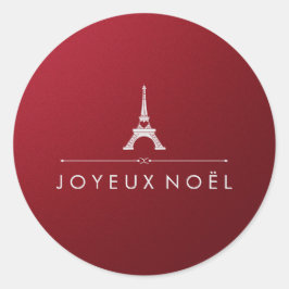 フランスのJoyeux Noelレッド&シルバーシックなクリスマス ラウンドシール